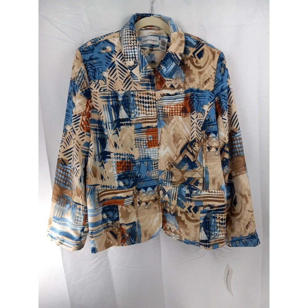 Alfred Dunner Womens Multicolored Montana Sky Full Zip Blazer Size 20